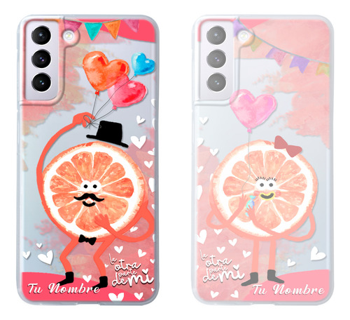 Funda Para Galaxy De Parejas Media Naranja Con Nombre De Él