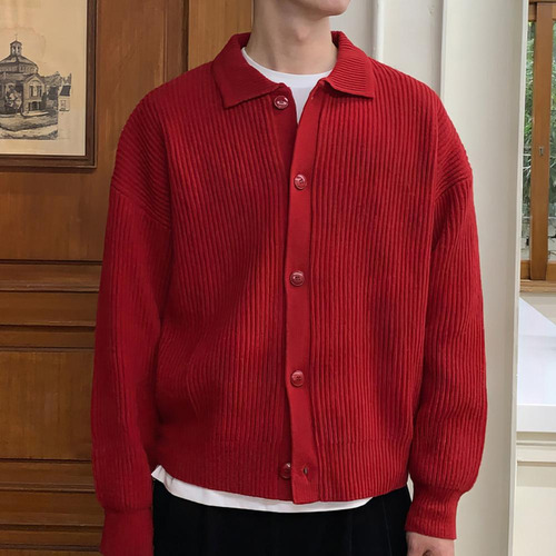 Suéter De Otoño Para Hombre Con Cuello Vuelto Y Botones En E
