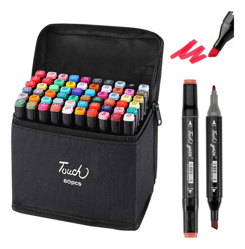 Set X 60 Marcadores Artistico Sketch Doble Punta Al Agua