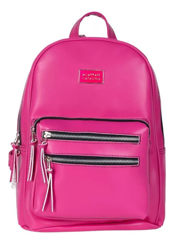 Mochila Urbana Eco Cuero Agarrate Catalina Color Fucsia