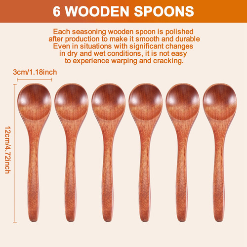 Cucharas Pequeñas De Madera, 6 Piezas, Cucharillas De Madera