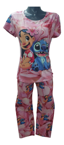 Pijama Mujer De Peluche Lilo Stitch Pantalón Y Blusa