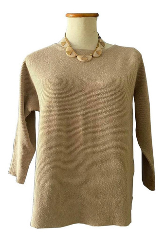 Sweater Pullover Beige Importado Punto Horizontal H&m