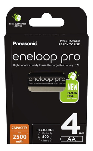 Pila recargable AA Panasonic Eneloop Pro BK-3HCDE/4BE Cilíndrica - pack de 4 unidades