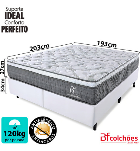 Cama Box King Colchão Mola Ensacada E Pillow Top 193x203cm