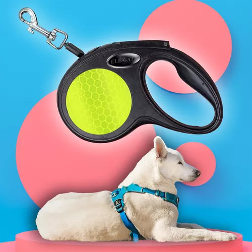Correa Extensible Larga Retráctil Perros Mascota Hasta 3m Color Amarillo