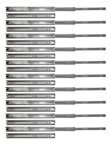 Kit 20 Corrediça Telescópica 350mm X 35mm 35kg Gaveta 10 Par