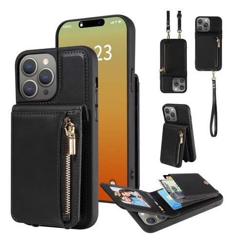 Funda For iPhone 16/15/14/13/12/11, Con Tarjetero Y Correa