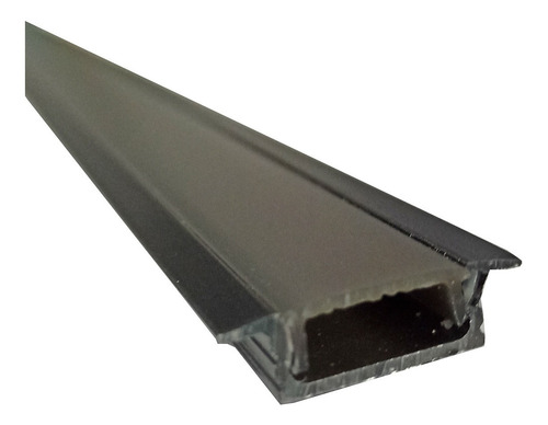 Perfil Led Embutir Mini Slim Preto C/ Difusor Fumê 4 Metros