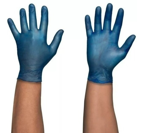 Guantes De Vinilo Azul Caja 100 Unid. Tallas Xs S M L Xl