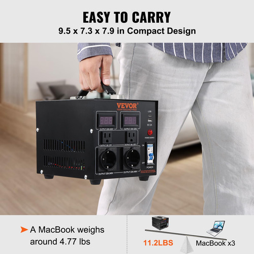 Transformador Conversor De Tensão Vevor 500w 110v/220v Com S