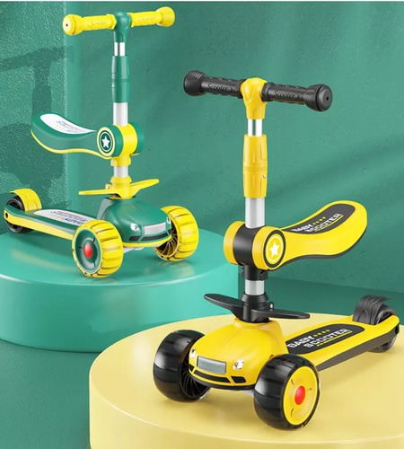 Scooter Monopatín Incluye Asiento Ajustable Luz Led