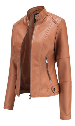 Chaqueta De Cuero Biker Slim Mujer