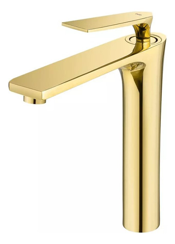 Torneira Monocomando Alta Para Banheiro Dourado Espelhado