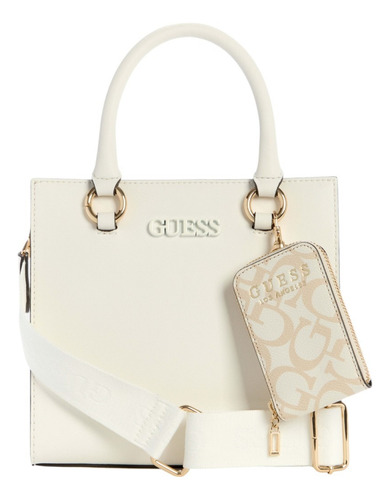 Bolsa Guess Factory Sg970105-mil Acabado de los herrajes Níquel Color Beige Correa de hombro Beige Diseño de la tela Lisa
