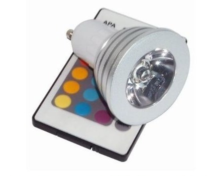 Lampada Led Para Spot Rgb Gu10 Com Controle Remoto Colorido