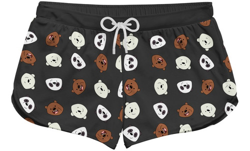 Short Feminino Ursos Sem Curso We Bare Bears Pardo Panda 355