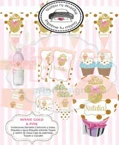 Comprar Kit Imprimible Minnie Gold Pink Invitacion Candy Bar