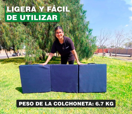 Imagen 3 de 8 de Colchoneta Plegable Y Portátil Individual Azul Lizo. 2057