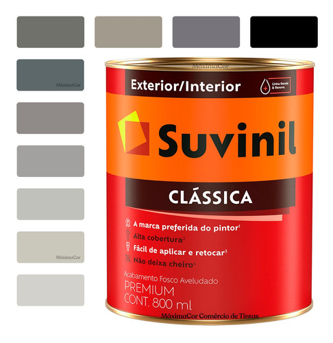 Tinta De Parede Cores Cinza Suvinil Antimofo Clássica 800ml