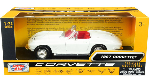 Motormax Toy Chevy Corvette C2 1967 Convertible Blanco Roja