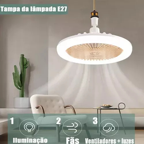 E Ventilador Techo Luz Dimmable Moderno Led Com Controle