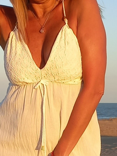 Imagen 7 de 10 de Solero Maxi Largo En Bambula Rústica Detalle Broderie-rio