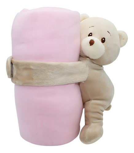 Frazada Cobija Rosa Para Bebé Con Osito De Peluche