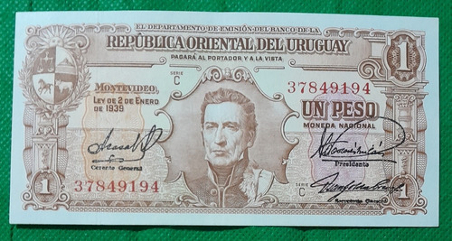 Billete De 1 Peso, Pais Uruguay, 1939 Estado  Unc