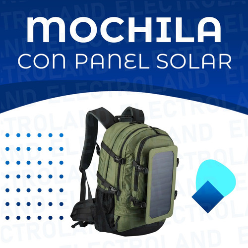 Mochila Con Panel Solar Reforzada Camping Viaje Impermeable