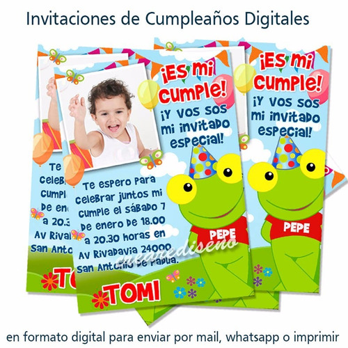 Sapo Pepe Invitaciones De Cumpleaños Digitales Envio Gratis