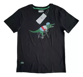 Playera Lacoste Sport Hombre Negra Diseño Lagarto