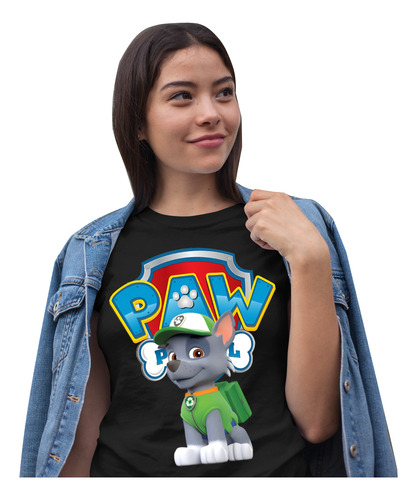 Playera Para Niños/papas Negra Fiesta Paw Patrol Nvo Modelo