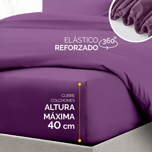 Oh! Sheets Juego De Sabanas Microfibra 5 Piezas Individual Lila Liso