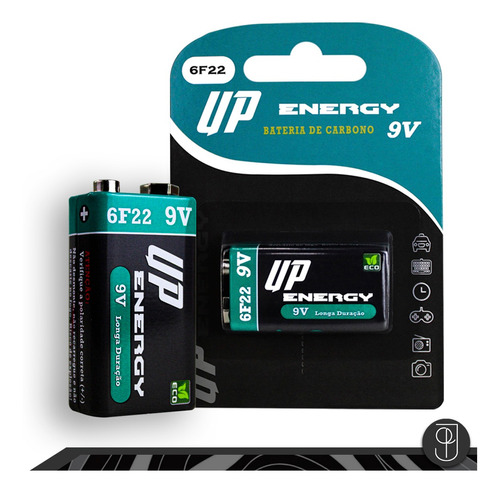 Kit 2 Pilha Bateria De Carbono 6f22 9v Up Energy Alltech