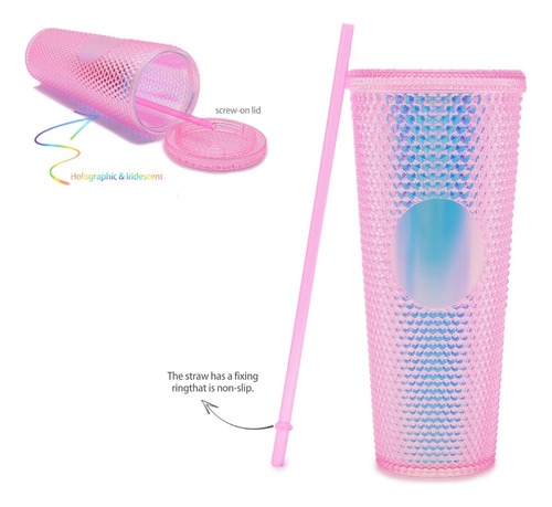 Vaso Starbuck Doble Pared Texturizado 750 Ml Tapa Y Popote