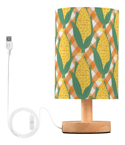 Lámpara De Mesa De Maíz Linda Con Puertos Usb, Lámparas De N