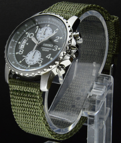 Reloj Seiko Military Snn083 F Chronograph 100 Mts. Verde Verde Musgo Acero Inoxidable Verde Musgo