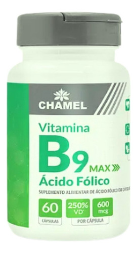 Suplemento Vitamina B9 Ácido Fólico Max Chamel 60cps