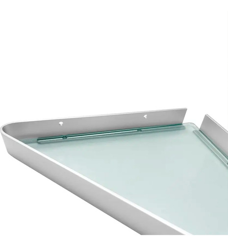 Estante Vidrio Templado Repisa Baño Esquinero En Acero Inox. Color Blanco