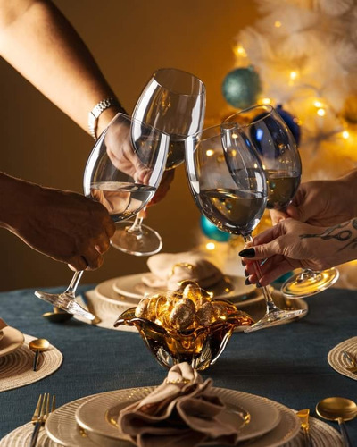 Jogo Conjunto C/ 6 Taças Cristal Para Vinho Wolff Cor Azul-claro