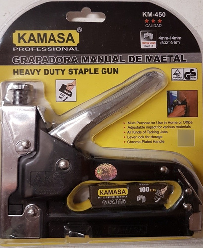 Grapadora Manual Kamasa , Metalica+ 2000 Grapas De 10 Y 8 Mm