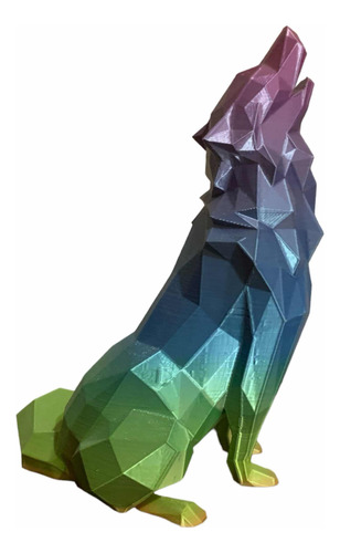 Figura Lobo Multicolor 22cm De Alto Ideal Para Decoración