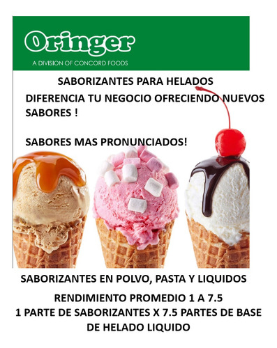 Oringer Esencia/sabor Para Helado Sabor Key Lime 946ml