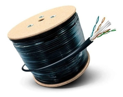 Cable Utp Exterior Doble Chaqueta Cat5e 305m Color Negro