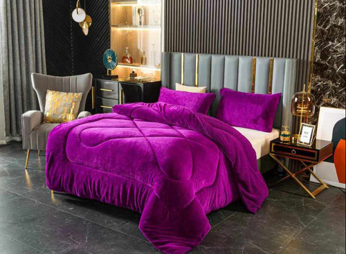 Cobertor Cubrecama Con Chiporro 2 Plaza- Varios Diseño Color Morado Plush