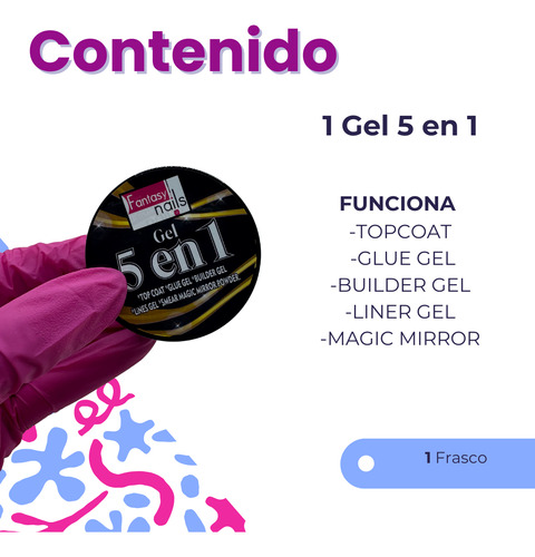 Gel 5 En 1 Fantasy Nails Base, Constructor Top Coat Magic