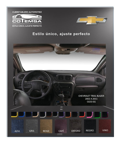 Cubretablero Automotriz Chevrolet Trail Blazer 2002 Al 2011