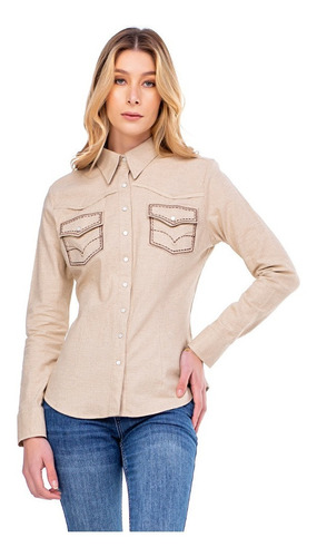 Camisa Country Feminina Zenz Western Palomino Creme 