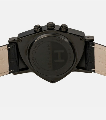 Reloj Hamilton Ventura L Chrono Quartz Unisex H24402730 Correa Negro Bisel Negro Fondo Negro